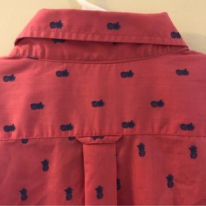 IZOD Men’s Short Sleeve Button Down Magenta/Pink Pineapple Print XL